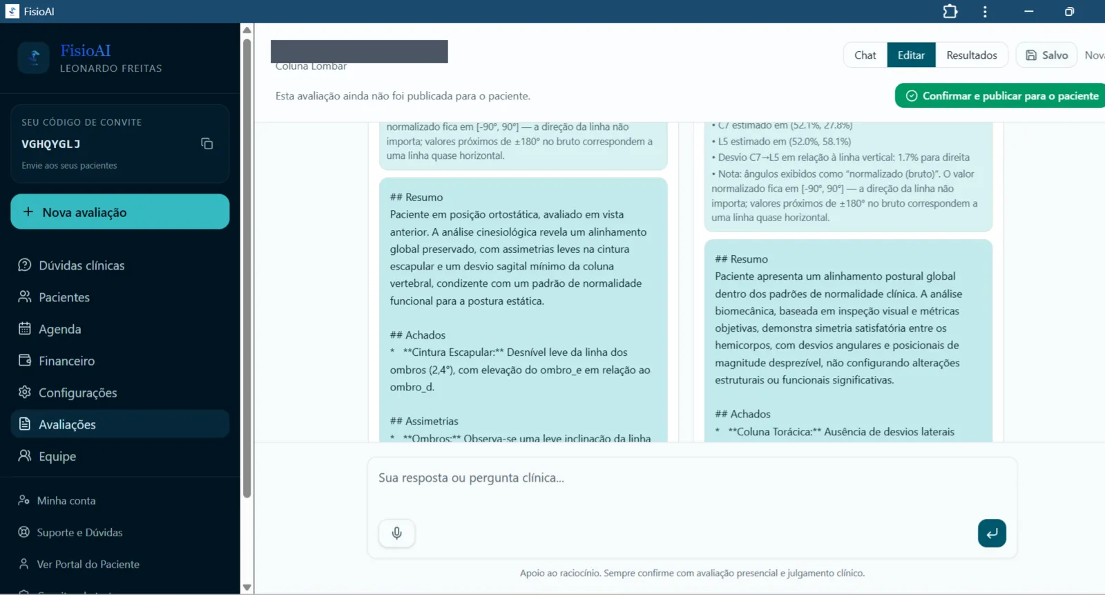 Goniometria + relatório IA